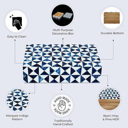 Handicrafts Home Blue and White Decorative Storage Box - Image 3