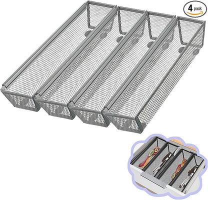 4PCS Drawer Organizer for Kitchen, Utensil Mesh Drawer Organizer by Fodofodo
