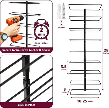 Sorbus Wall Mount Wine Rack – Holds 9 Bottles – Black Metal Wine Bottle Holder - Image 3