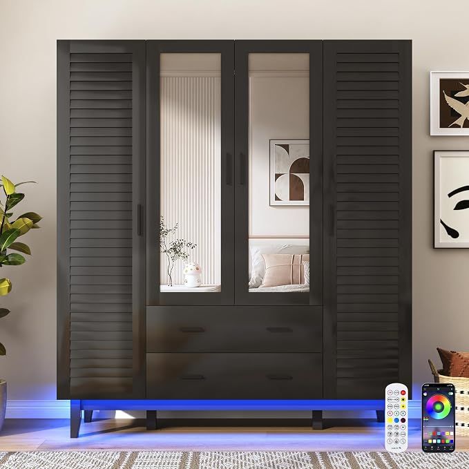 jiteentarou 4 Door Armoire Wardrobe Closet Cabinet - Image 8