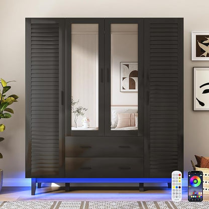 jiteentarou 4 Door Armoire Wardrobe Closet Cabinet - Image 8