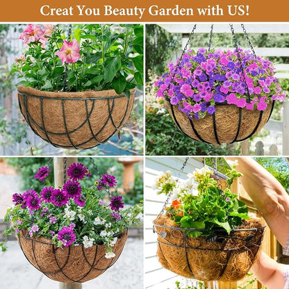 6 Pack 16 Inch Hanging Basket Coco Liners Replacement, 100% Natural Round - Image 7