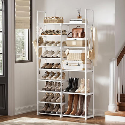 WOWLIVE 9 Tier 2-Column Shoe Rack, 30-35 Pairs Stackable White | Compact - Image 2