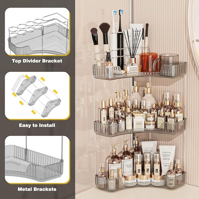 3-Tier Corner Bathroom Counter Organizer - Image 6