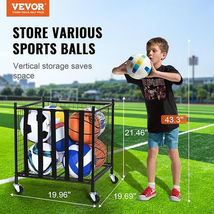 VEVOR Rolling Sports Ball Storage Cart, Lockable Basketball Cage - Image 2