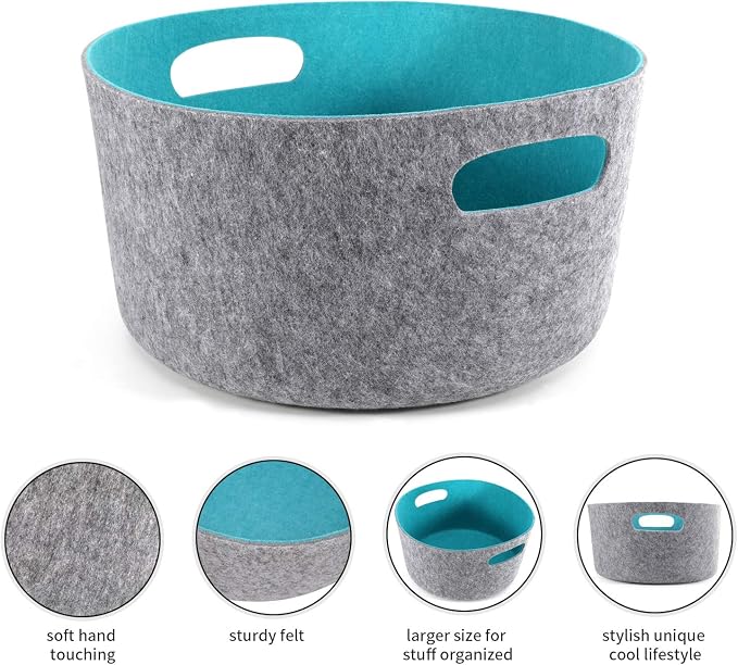 Welaxy Large Storage Basket Felt Open Storage Bins Desk Organize bin Shelf Box - Image 4