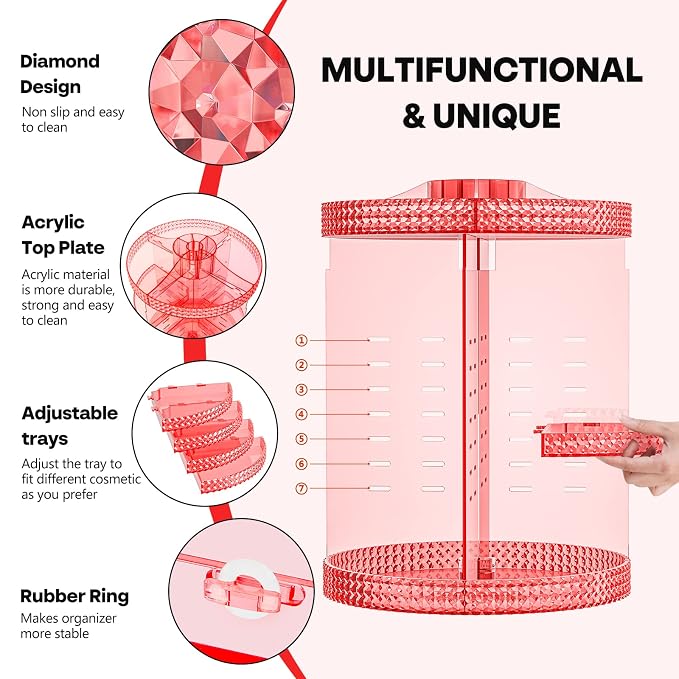 360 Degree Rotating Makeup Organizer, Extra Large Capacity Perfume Holder - Image 5