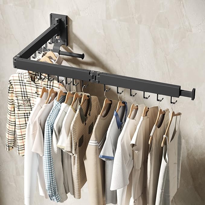 BOQORAD Drying Rack Clothing, Retractable Clothes Drying Rack, Wall Mounted - Image 5
