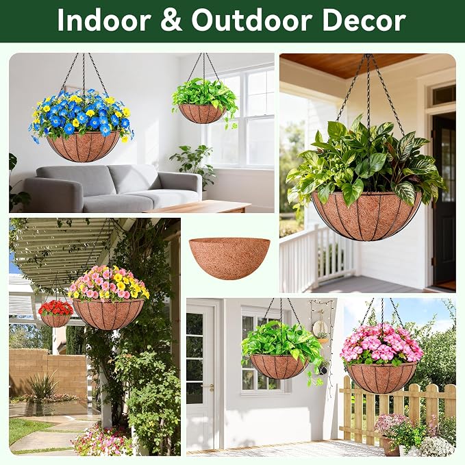 18 Inch Coco Liners for Planters, 4 Pack Hanging Basket Liners | Round Coco - Image 6