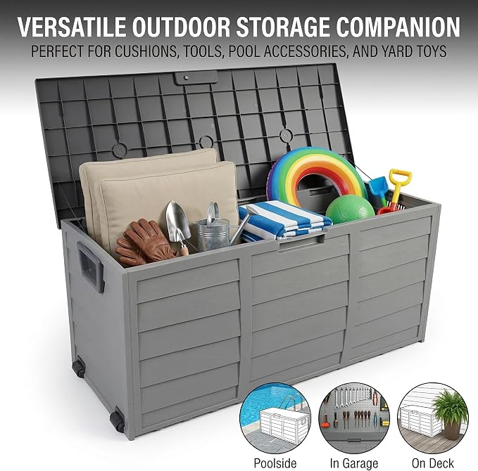 75 Gallon Outdoor Storage Box, 260L Waterproof Resin Deck Box - Image 5