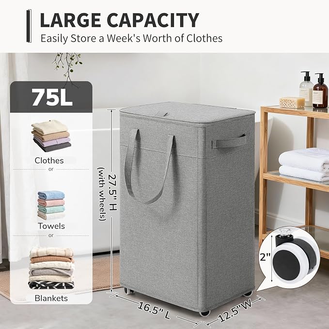 Goodpick 75L Rolling Laundry Hamper - Image 3