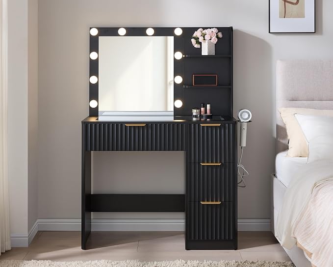 AMERLIFE 36.2" Fluted Vanity Desk - Image 2