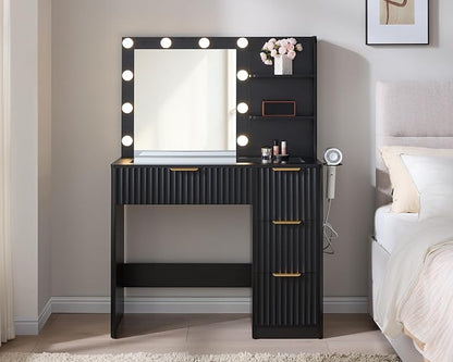 AMERLIFE 36.2" Fluted Vanity Desk - Image 2
