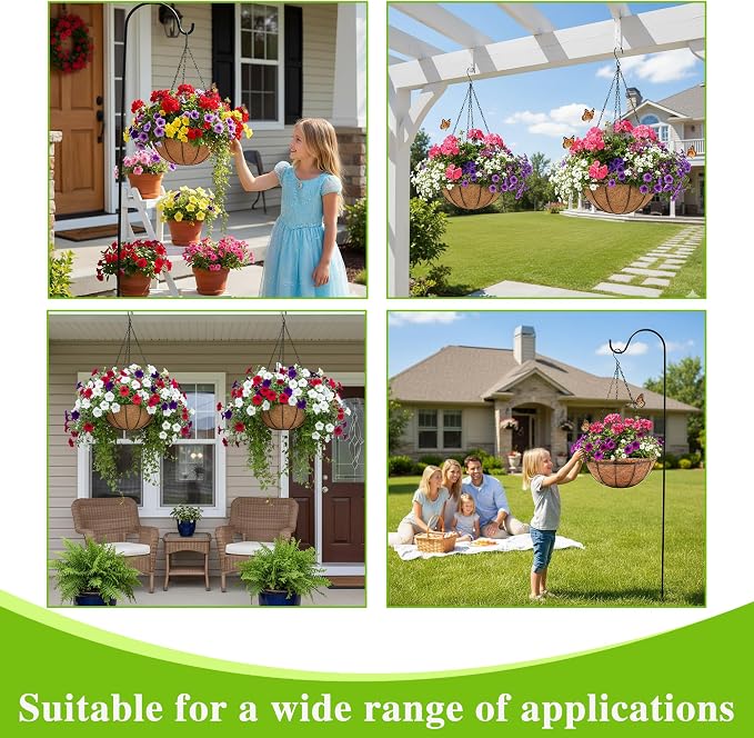 EIMQUVW 4 Pack Hanging Planter Basket Outdoor Large Hanging Flower Pots Indoor - Image 3