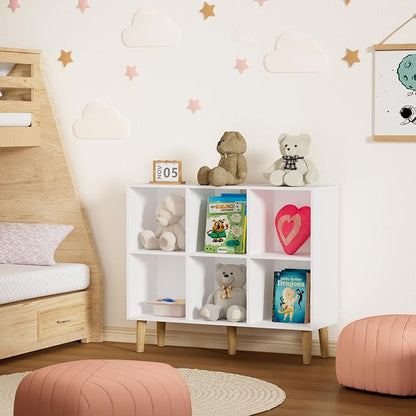 6 Cube Bookcase, Wooden Book Shelf Cube Storage Organizer - Image 9