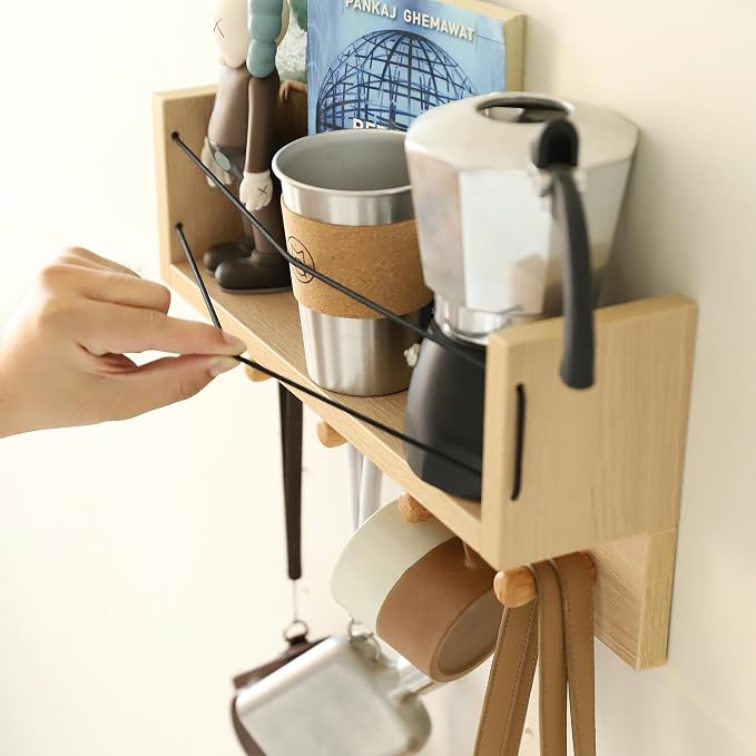 Entrance Coat Rack ，Coat Hooks, Wall-Mounted Wooden Hook Rack, Wall-Mounted - Image 4