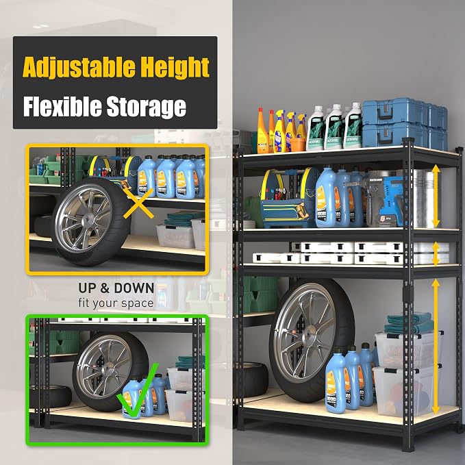 PrimeZone 40" W x 20" D x 59" H Heavy Duty Storage Shelves, 4 Tier Adjustable - Image 5