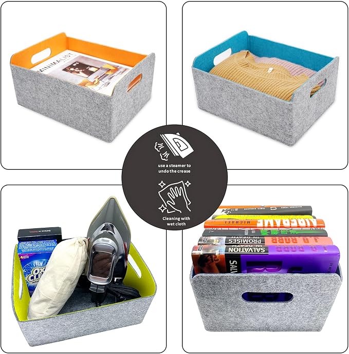 Welaxy Storage Baskets Collapsible Felt Storage bin Foldable Shelf Drawers - Image 6