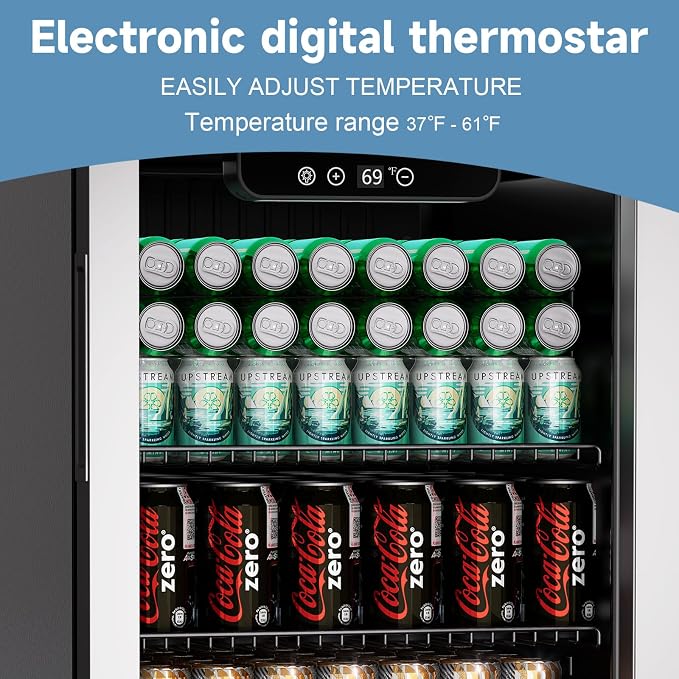 Compact Beverage Refrigerator, 110 Can/3.1 Cubic Feet Fridge - Image 4