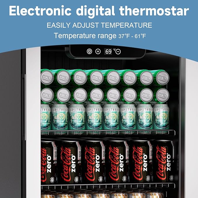 Beverage Refrigerator Cooler, 105 Can Mini Fridge Glass Door - Image 4