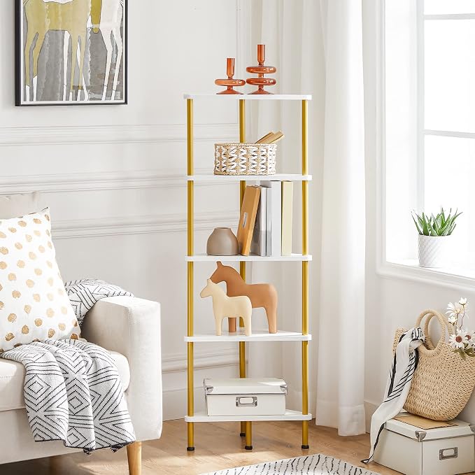 HOOBRO Corner Shelf Stand, Industrial 5-Tier Wall Corner Bookshelf - Image 2