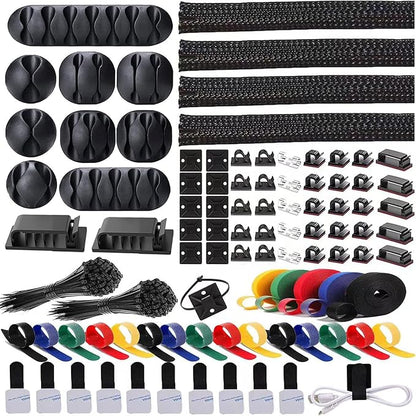 ELII 300PCS Cable Management Kit, 4 Cable Sleeve 35 Cable Clips by OfficeArtCraftsProducts