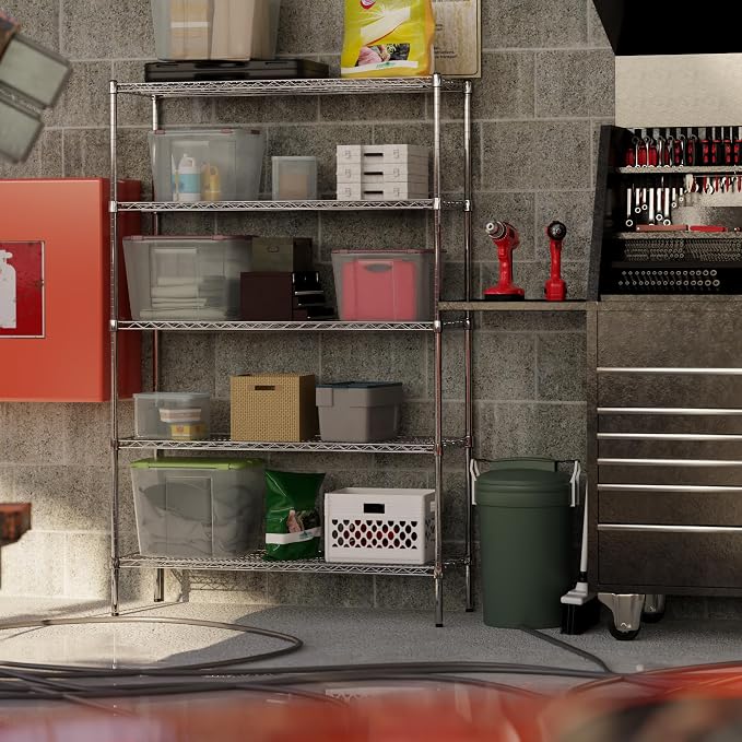 18" Deep x 48" Wide x 74" Height Wire Shelving Kit | 5-Tier | NSF Commercial - Image 2