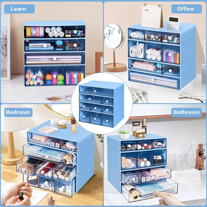 Desk Storage Organizer with 9 Drawers, 4 Tiers Stackable Desktop Craft Storage - Image 7
