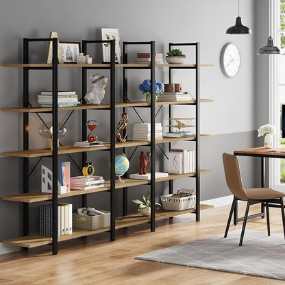 Tribesigns 5-Tier Bookshelf, Vintage Industrial Style Bookcase 72 H x 12 W x - Image 5