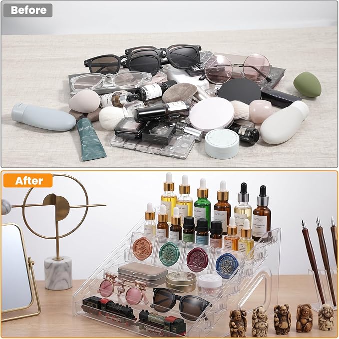 2 Pcs 7 Tier Essential Oil Organizer Clear Holder Nail Polish Display Rack | - Image 5