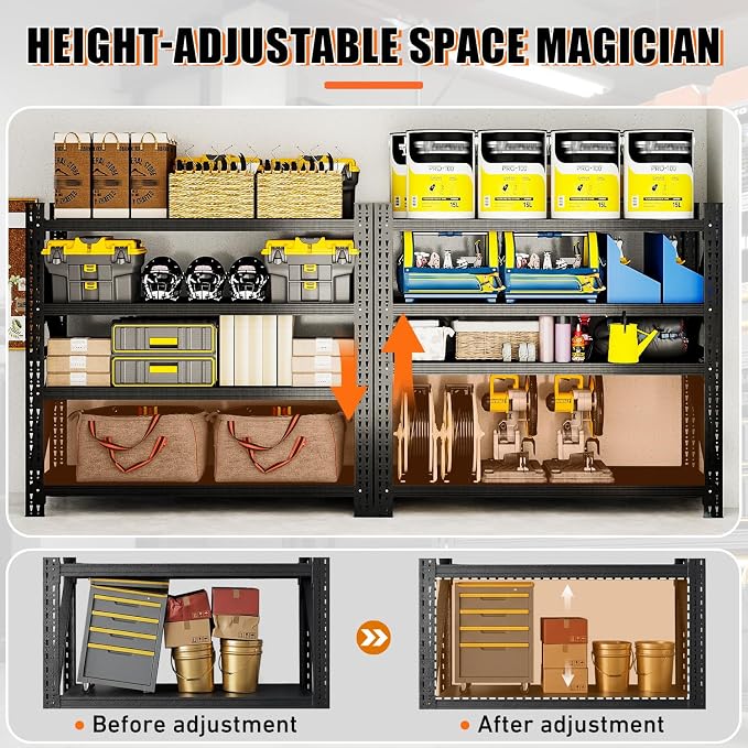 5000LBS 4 Tier Garage Storage Shelves, Heavy Duty Adjustable Storage Rack - Image 4