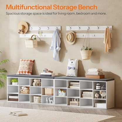 HOOBRO Shoe Storage Bench with Cushion, 39.4" L Entryway Bench with 12 Cubbies - Image 8