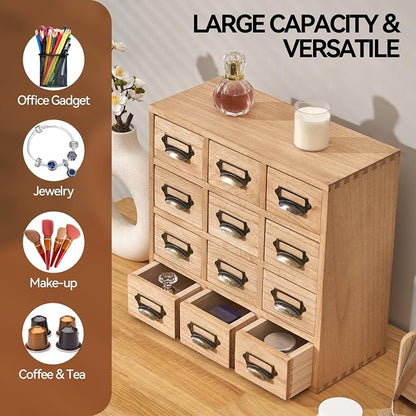 KIRIGEN Wooden Storage Cabinet, 12-Drawer Desktop Organizer Natural 12CG-NA | - Image 7