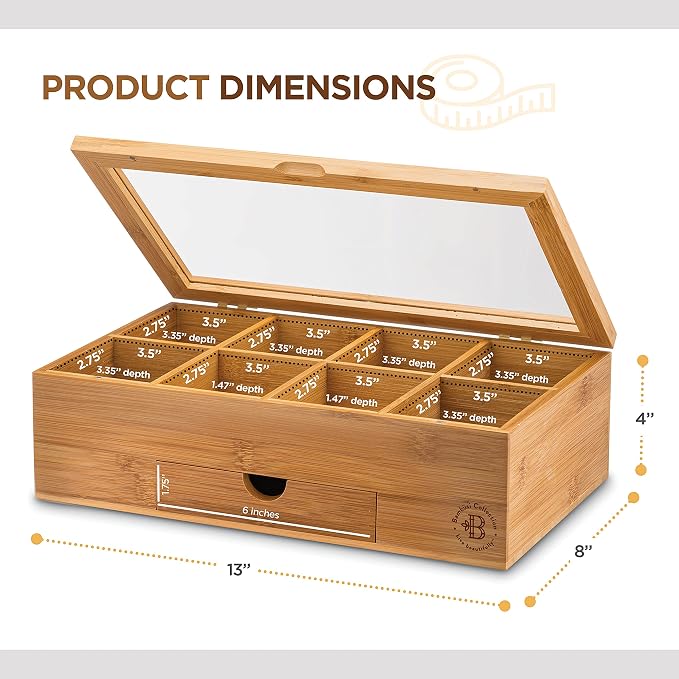 Bamboo Tea Bag Organizer Box - Image 4