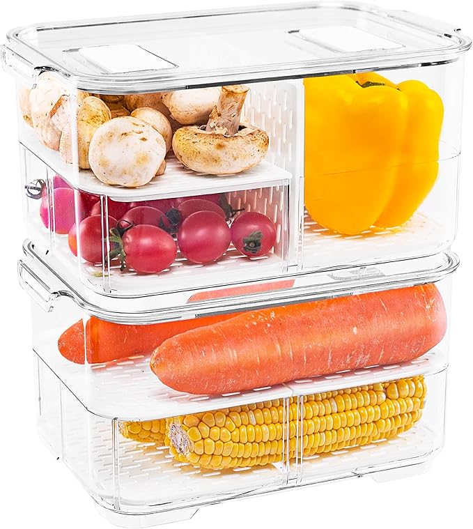 elabo Fruit Storage Containers Fridge Produce Saver -Stackable Refrigerator by elabo