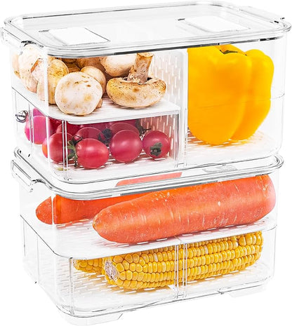 elabo Fruit Storage Containers Fridge Produce Saver -Stackable Refrigerator by elabo