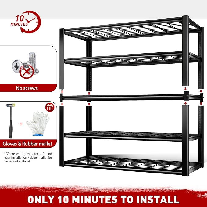 REIBII 48.2'' W Garage Shelving, 3010LBS Storage Shelves Heavy Duty, 5 Tier - Image 8