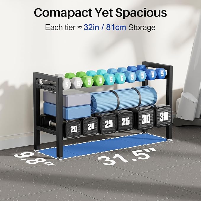 Dumbbell Rack Weight Stand Holder 2-Tier 31 IN Adjustable Weight Rack - Image 2