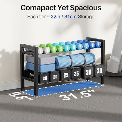 Dumbbell Rack Weight Stand Holder 2-Tier 31 IN Adjustable Weight Rack - Image 2