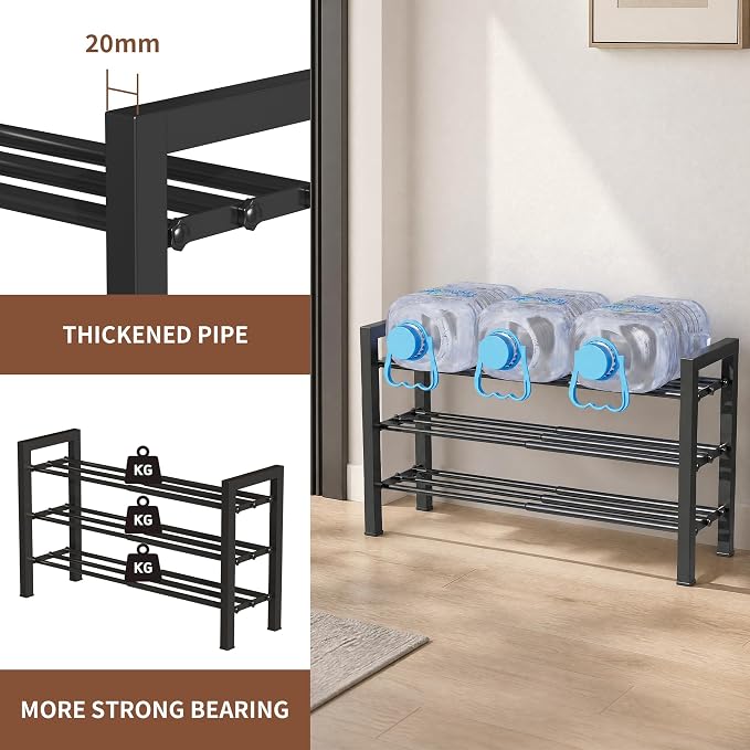 Upgraded 3-Tier Expandable Shoe Rack, Adjustable Shoe Shelf Storage Organizer - Image 7