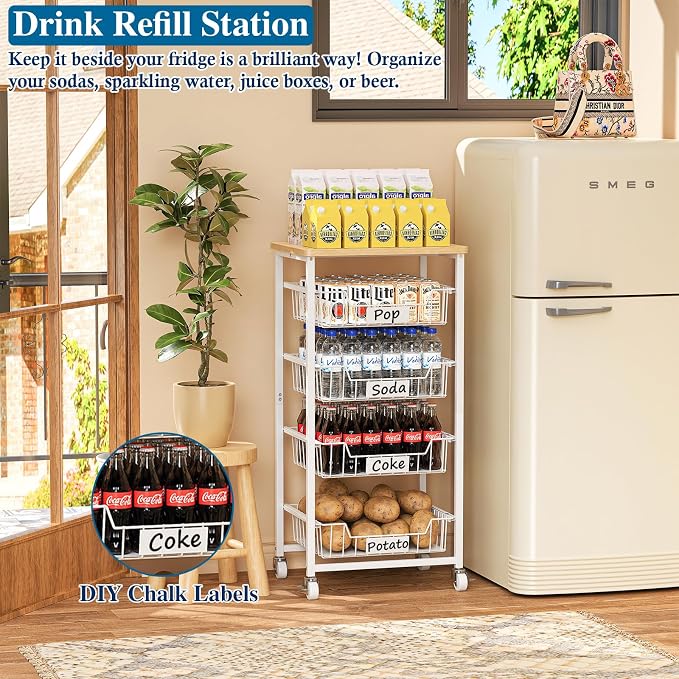 5-Tier Small Kitchen Storage Cart on Wheels - Image 6