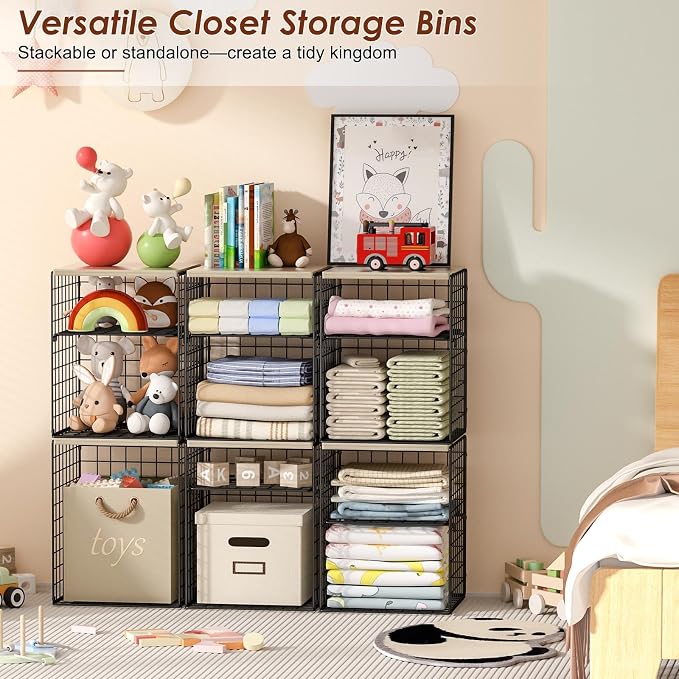 4-Tier Stackable Closet Organizers and Storage, Adjustable Dividers & Wood Top - Image 9