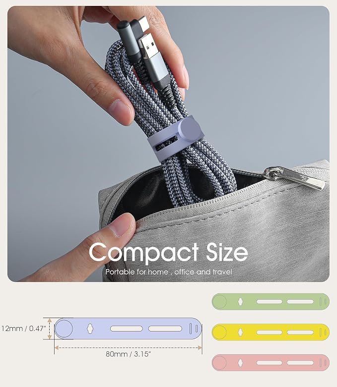 40Pcs Nearockle Reusable Cable Ties, Adjustable Silicone Cord Organizer Small - Image 2