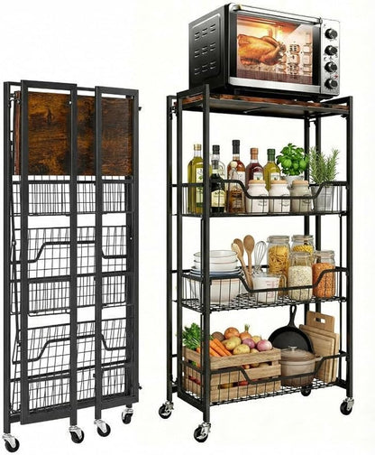 GarveeHome Large 4-Tier Foldable Kitchen Storage Shelf | No Assembly Required by GarveeHome