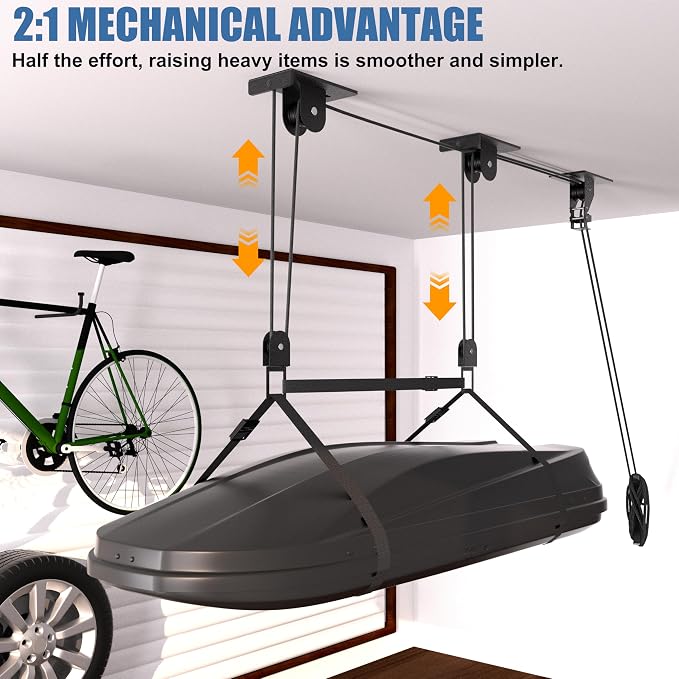 Cargo Box Pulley System for Garage Storage, Heavy-Duty - Image 5