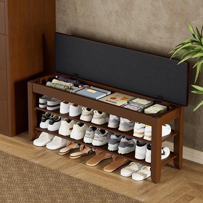 Homleke 2-Tier Solid Wood Shoe Rack Bench by Homleke
