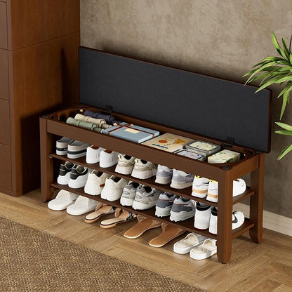 Homleke 2-Tier Solid Wood Shoe Rack Bench by Homleke