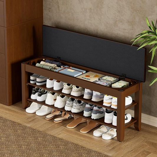 Homleke 2-Tier Solid Wood Shoe Rack Bench by Homleke