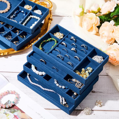 Junkin 18 Pcs Velvet Jewelry Tray, Stackable Jewelry Organizer Trays - Image 6