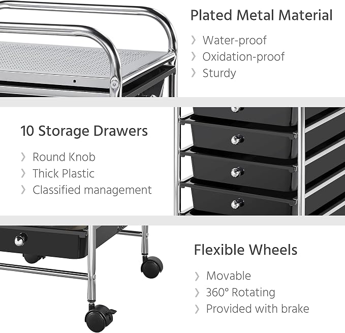 Yaheetech Rolling Cart Organizer Plastic Trolley - Image 4